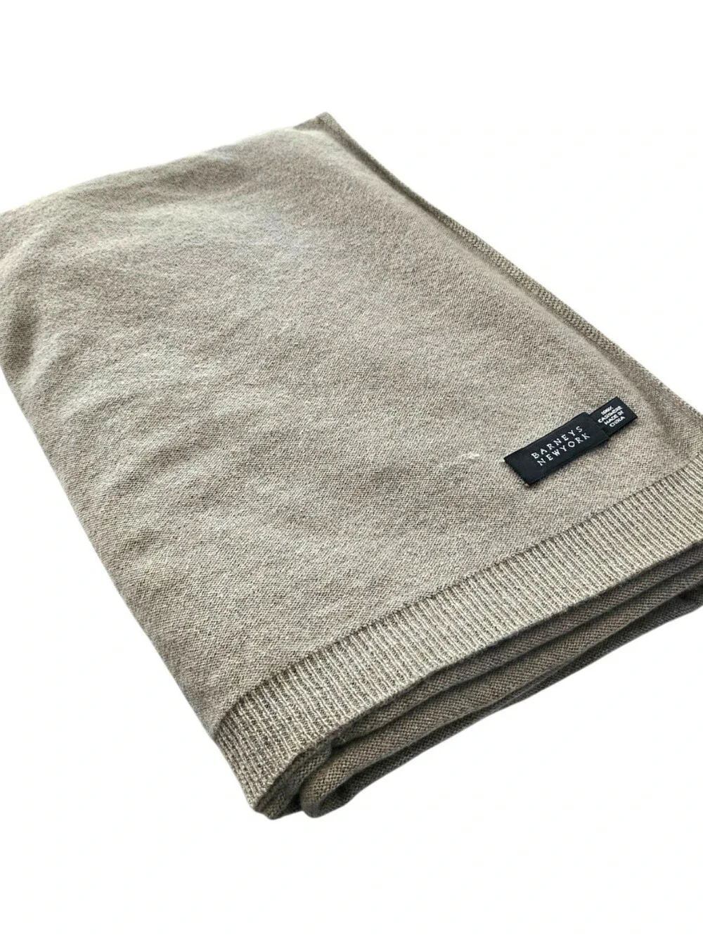 Barney's New York 100% Cashmere Throw Blanket In Taupe 40x60